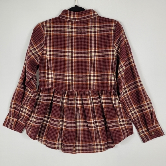 Jodifl Music In Me Plaid Button Up Flannel Shirt Burgundy White Black Sz S NWT - Picture 5 of 7